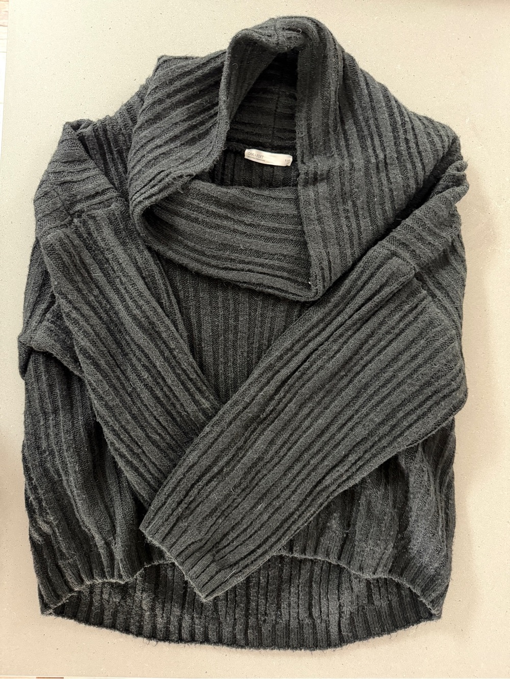 OAK + FORT Oversized Boat Neck Sweater — Dark Charcoal | S/P
